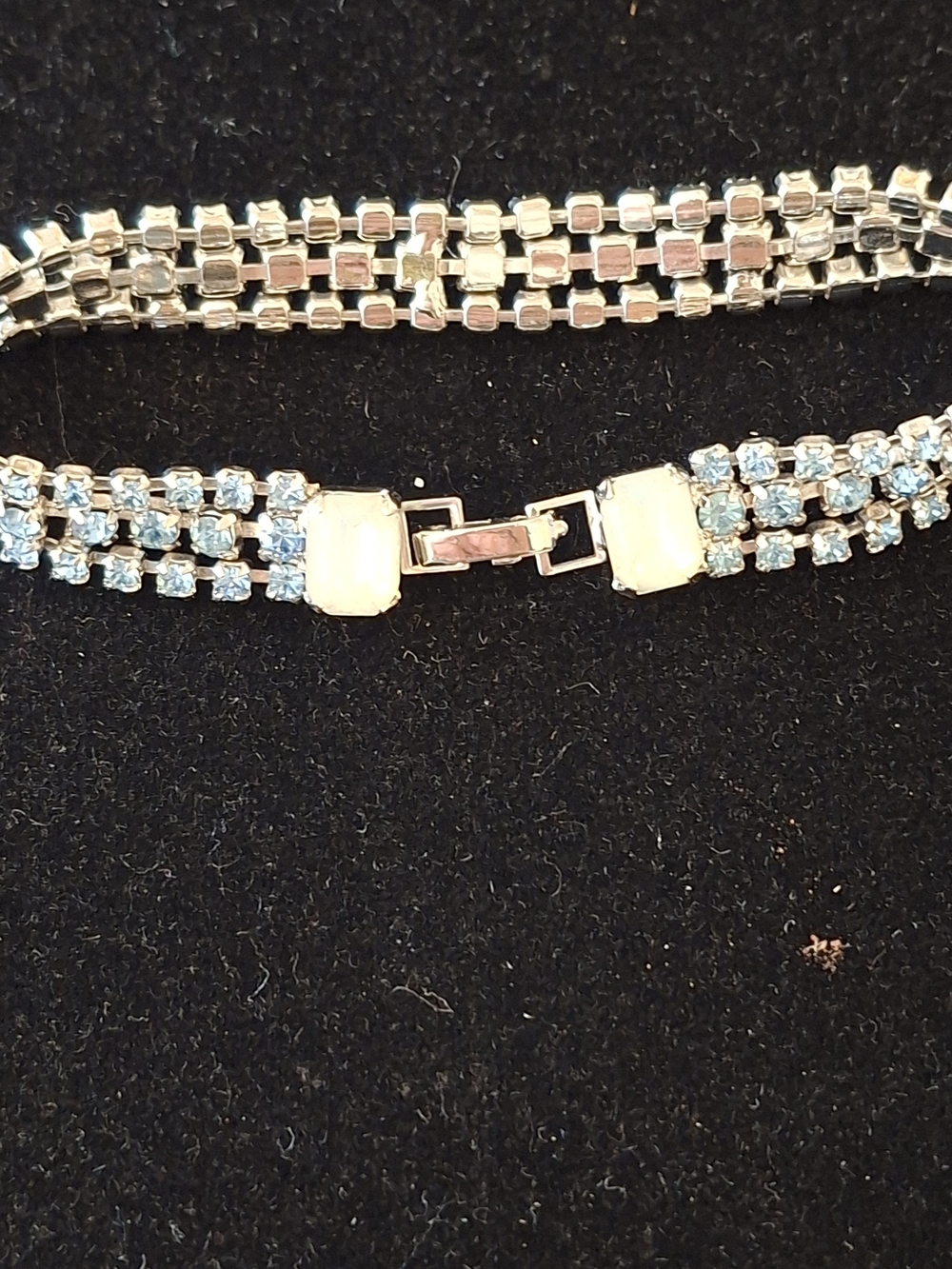 VINTAGE WIESNER BLUE RHINESTONE BRACELET WITH MOONSTONES